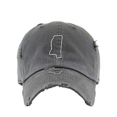 Mississippi Map Outline Dad Vintage Baseball Cap Embroidered Cotton Adjustable Distressed Dad Hat