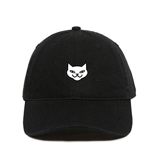 Smiling Cat Dad Baseball Cap Embroidered Cotton Adjustable Dad Hat