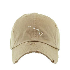 Hawaii Map Outline Dad Vintage Baseball Cap Embroidered Cotton Adjustable Distressed Dad Hat