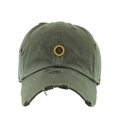 Sunflower Vintage Baseball Cap Embroidered Cotton Adjustable Distressed Dad Hat