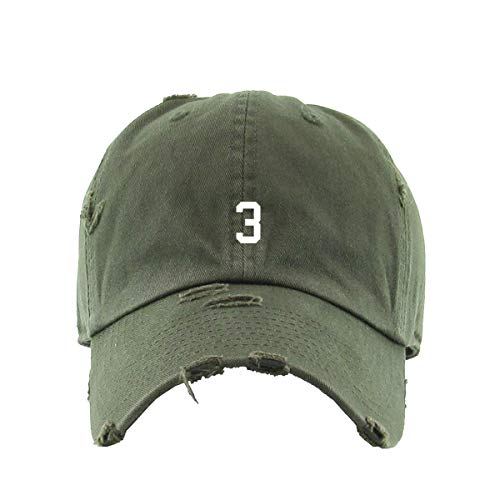 #3 Jersey Number Dad Vintage Baseball Cap Embroidered Cotton Adjustable Distressed Dad Hat