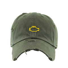 Check Engine Light Vintage Baseball Cap Embroidered Cotton Adjustable Distressed Dad Hat