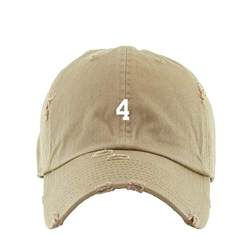 #4 Jersey Number Dad Vintage Baseball Cap Embroidered Cotton Adjustable Distressed Dad Hat