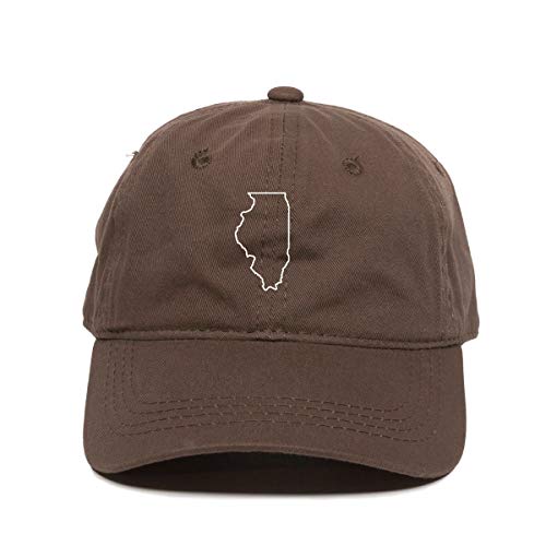 Illinois Map Outline Dad Baseball Cap Embroidered Cotton Adjustable Dad Hat
