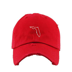 Florida Map Outline Dad Vintage Baseball Cap Embroidered Cotton Adjustable Distressed Dad Hat