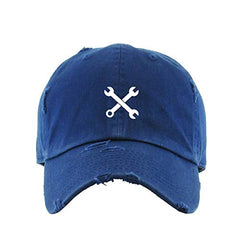 Mechanic Wrench Vintage Baseball Cap Embroidered Cotton Adjustable Distressed Dad Hat