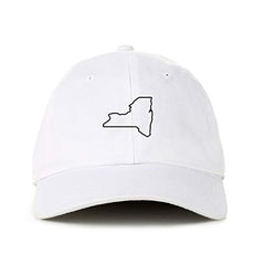 New York Map Outline Dad Baseball Cap Embroidered Cotton Adjustable Dad Hat