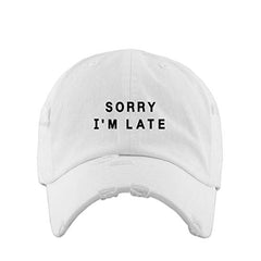 Sorry I'm Late Vintage Baseball Cap Embroidered Cotton Adjustable Distressed Dad Hat