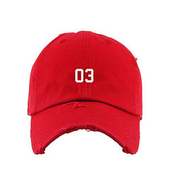 #03 Jersey Number Dad Vintage Baseball Cap Embroidered Cotton Adjustable Distressed Dad Hat