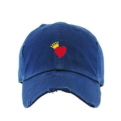 Heart Crown Vintage Baseball Cap Embroidered Cotton Adjustable Distressed Dad Hat