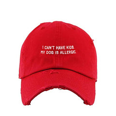 Dog is Allergic No Kids Vintage Baseball Cap Embroidered Cotton Adjustable Distressed Dad Hat