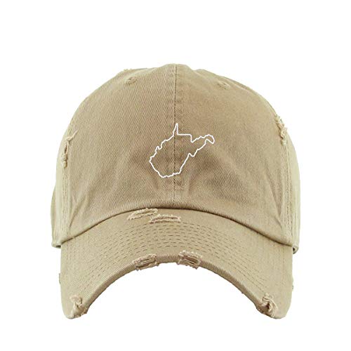 West Virginia Map Outline Dad Vintage Baseball Cap Embroidered Cotton Adjustable Distressed Dad Hat