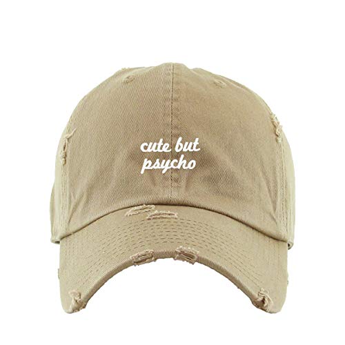 Cute But Psycho Vintage Baseball Cap Embroidered Cotton Adjustable Distressed Dad Hat