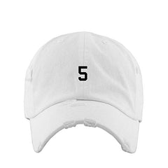 #5 Jersey Number Dad Vintage Baseball Cap Embroidered Cotton Adjustable Distressed Dad Hat