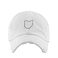 Ohio Map Outline Dad Vintage Baseball Cap Embroidered Cotton Adjustable Distressed Dad Hat