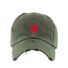 Devil Heart Vintage Baseball Cap Embroidered Cotton Adjustable Distressed Dad Hat