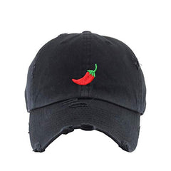 Red Chilli Vintage Baseball Cap Embroidered Cotton Adjustable Distressed Dad Hat