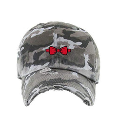 Bowtie Vintage Baseball Cap Embroidered Cotton Adjustable Distressed Dad Hat