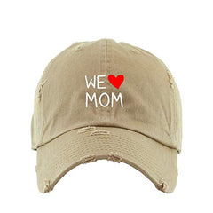 We Love Mom Vintage Baseball Cap Embroidered Cotton Adjustable Distressed Dad Hat