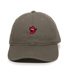 Lips Baseball Cap Embroidered Cotton Adjustable Dad Hat