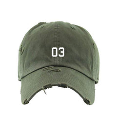 #03 Jersey Number Dad Vintage Baseball Cap Embroidered Cotton Adjustable Distressed Dad Hat
