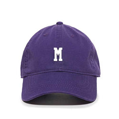 M Initial Letter Baseball Cap Embroidered Cotton Adjustable Dad Hat