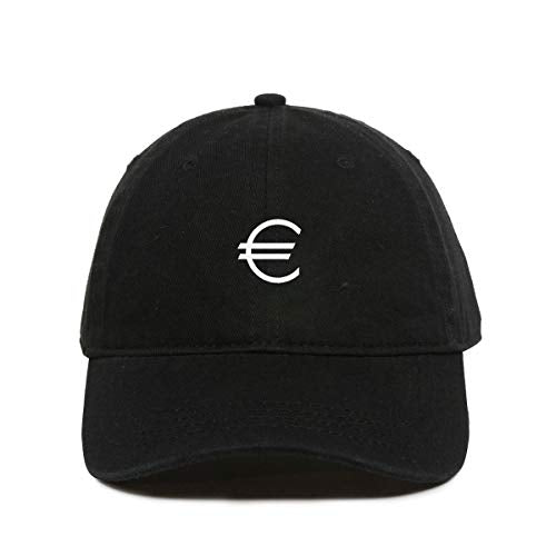Euro Sign Dad Baseball Cap Embroidered Cotton Adjustable Dad Hat