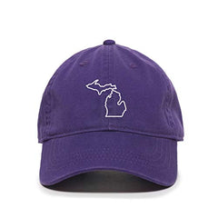 Michigan Map Outline Dad Baseball Cap Embroidered Cotton Adjustable Dad Hat