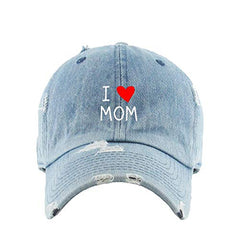 I Love Mom Vintage Baseball Cap Embroidered Cotton Adjustable Distressed Dad Hat
