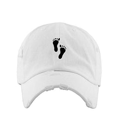 Footprints Vintage Baseball Cap Embroidered Cotton Adjustable Distressed Dad Hat