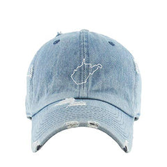 West Virginia Map Outline Dad Vintage Baseball Cap Embroidered Cotton Adjustable Distressed Dad Hat
