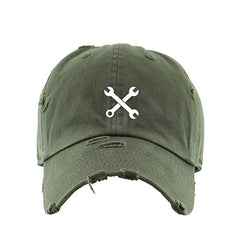 Mechanic Wrench Vintage Baseball Cap Embroidered Cotton Adjustable Distressed Dad Hat