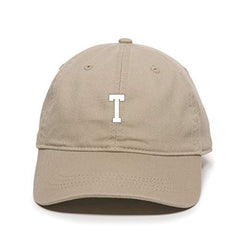 T Initial Letter Baseball Cap Embroidered Cotton Adjustable Dad Hat