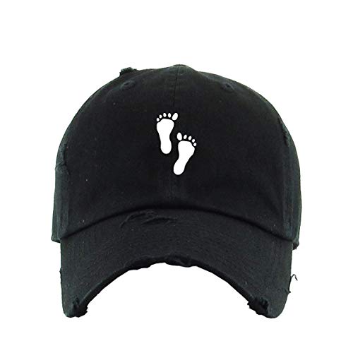 Footprints Vintage Baseball Cap Embroidered Cotton Adjustable Distressed Dad Hat