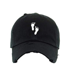 Footprints Vintage Baseball Cap Embroidered Cotton Adjustable Distressed Dad Hat