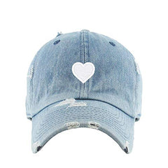 Heart Vintage Baseball Cap Embroidered Cotton Adjustable Distressed Dad Hat