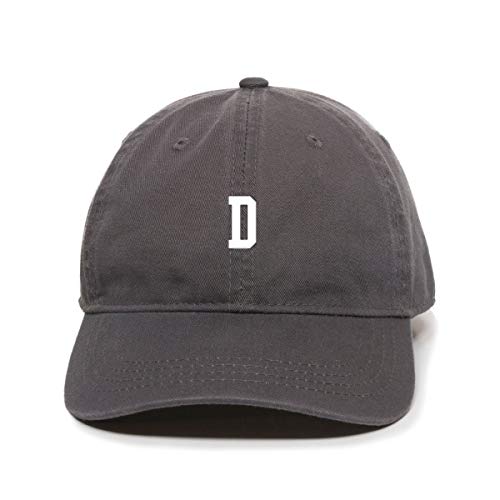 D Initial Letter Baseball Cap Embroidered Cotton Adjustable Dad Hat