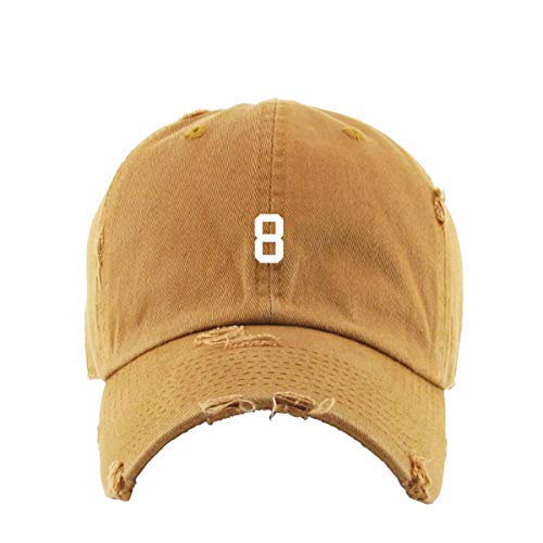 #8 Jersey Number Dad Vintage Baseball Cap Embroidered Cotton Adjustable Distressed Dad Hat