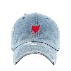 Devil Heart Vintage Baseball Cap Embroidered Cotton Adjustable Distressed Dad Hat