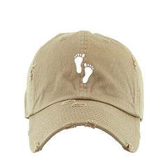 Footprints Vintage Baseball Cap Embroidered Cotton Adjustable Distressed Dad Hat