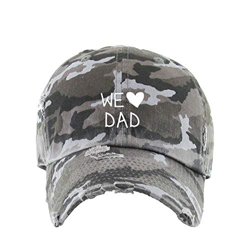 We Heart Dad Vintage Baseball Cap Embroidered Cotton Adjustable Distressed Dad Hat