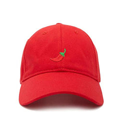 Red Chilli Pepper Baseball Cap Embroidered Cotton Adjustable Dad Hat