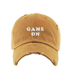 Game On Vintage Baseball Cap Embroidered Cotton Adjustable Distressed Dad Hat