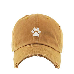 Paw Vintage Baseball Cap Embroidered Cotton Adjustable Distressed Dad Hat