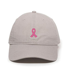 Pink Ribbon Baseball Cap Embroidered Cotton Adjustable Dad Hat