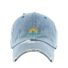 Sunset Vintage Baseball Cap Embroidered Cotton Adjustable Distressed Dad Hat
