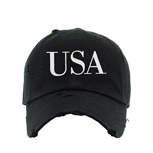 USA 4th of July Vintage Baseball Cap Embroidered Cotton Adjustable Distressed Dad Hat