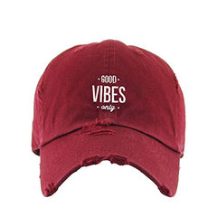 Good Vibes Only Vintage Baseball Cap Embroidered Cotton Adjustable Distressed Dad Hat