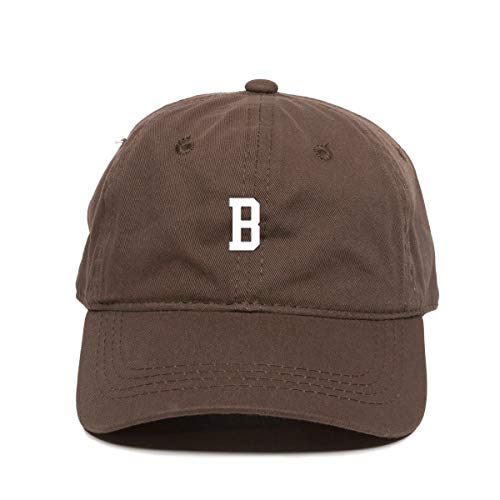 B Initial Letter Baseball Cap Embroidered Cotton Adjustable Dad Hat