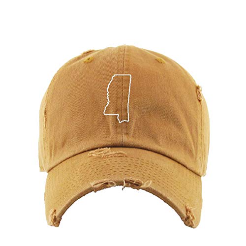 Mississippi Map Outline Dad Vintage Baseball Cap Embroidered Cotton Adjustable Distressed Dad Hat